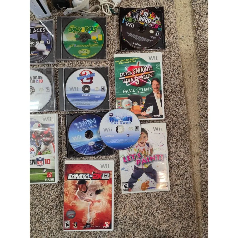 Nintendo Wii Backwards Compatible Console Bundle w/ 2 Controllers & 14 Games